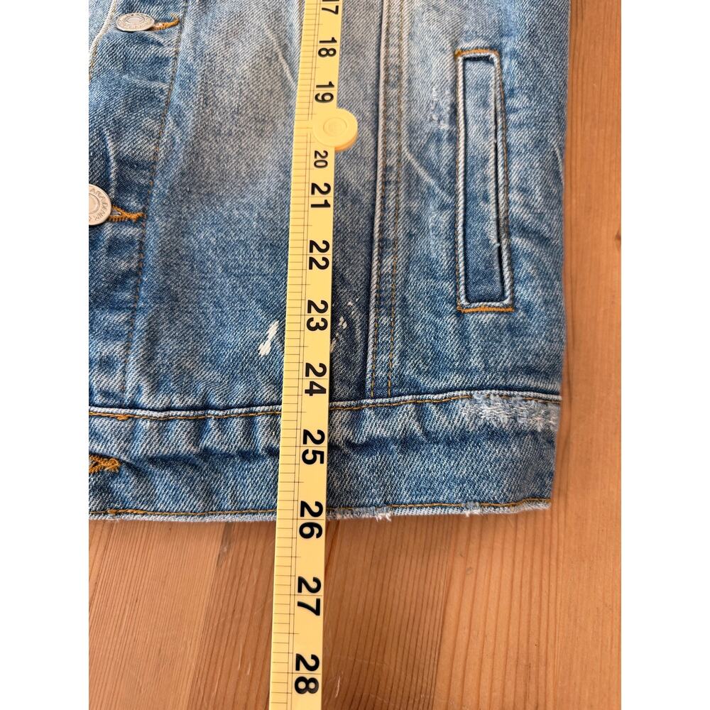 Zara Distressed Paint Splatter Denim Jacket Size Small Oversized Trucker - Picture 7 of 7